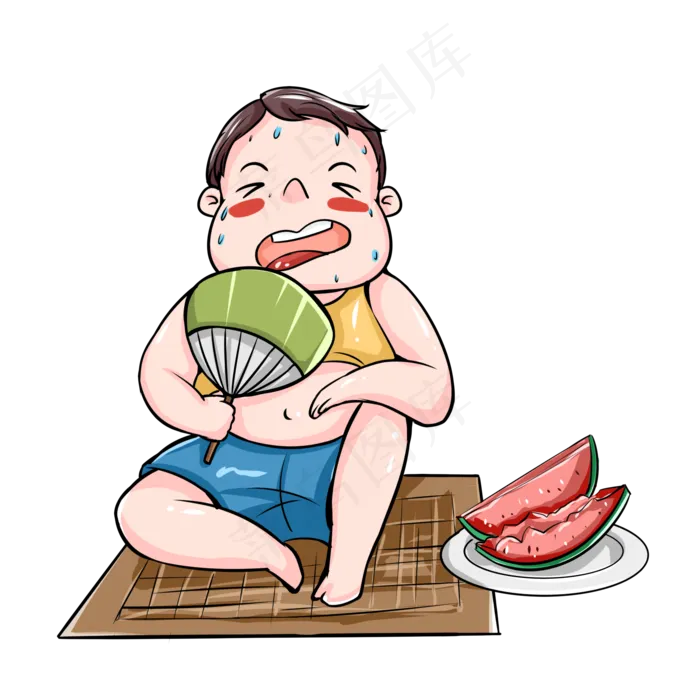 扇扇子表情包(2000X2000(DPI:299))psd模版下载