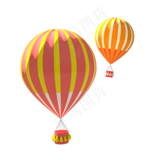 3D卡通糖果色热气球卡通立体C4D电�,免抠元素