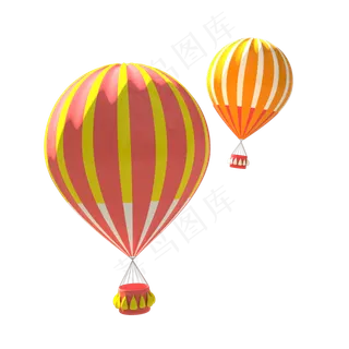 3D卡通糖果色热气球卡通立体C4D电�,免抠元素