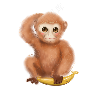 动物系列金丝猴吃香蕉,免抠元素
