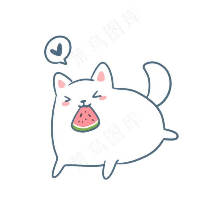 叼着西瓜的小萨摩(2100X2100(DPI:300))psd模版下载
