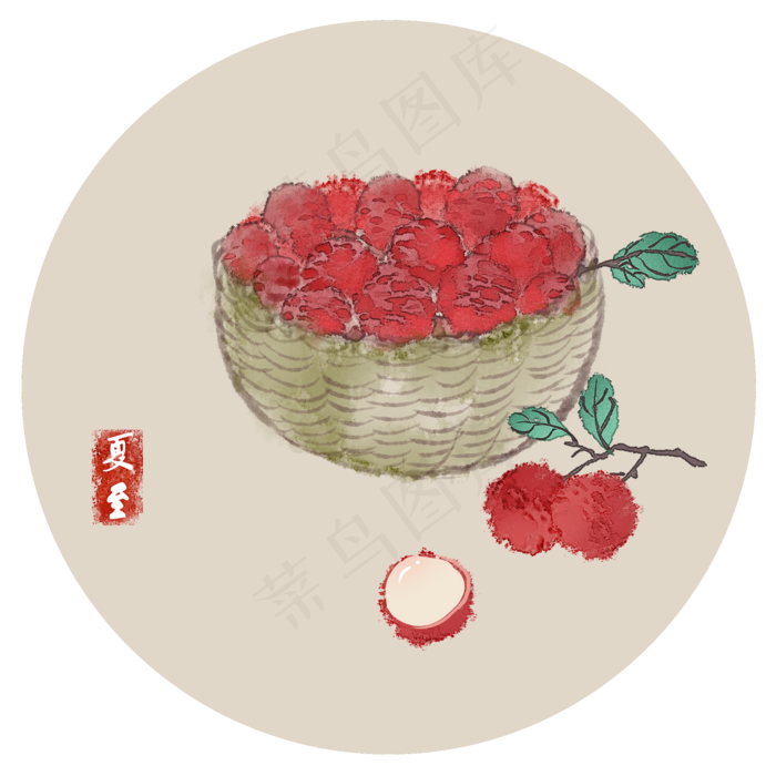 夏至食荔二十四节气习俗夏至(2000X2000(DPI:300))psd模版下载