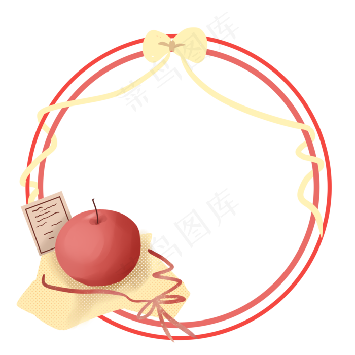 平安夜苹果圆形边框,免抠元素