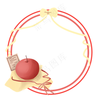 平安夜苹果圆形边框,免抠元素