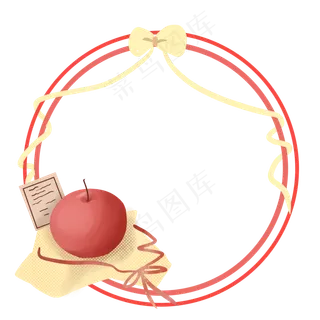 平安夜苹果圆形边框,免抠元素