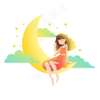 夏至仲夏夜月亮精灵素材