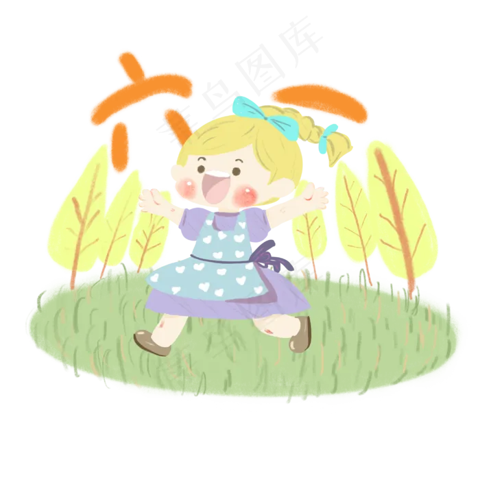 六一儿童节可爱蜡笔风儿童(3000X3000(DPI:132))psd模版下载