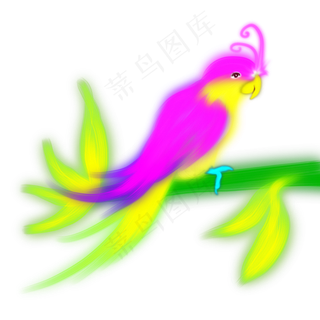 光感彩色荧光唯美鹦鹉,免抠元素