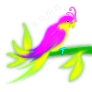 光感彩色荧光唯美鹦鹉,免抠元素