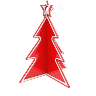 红色松树,免抠元素