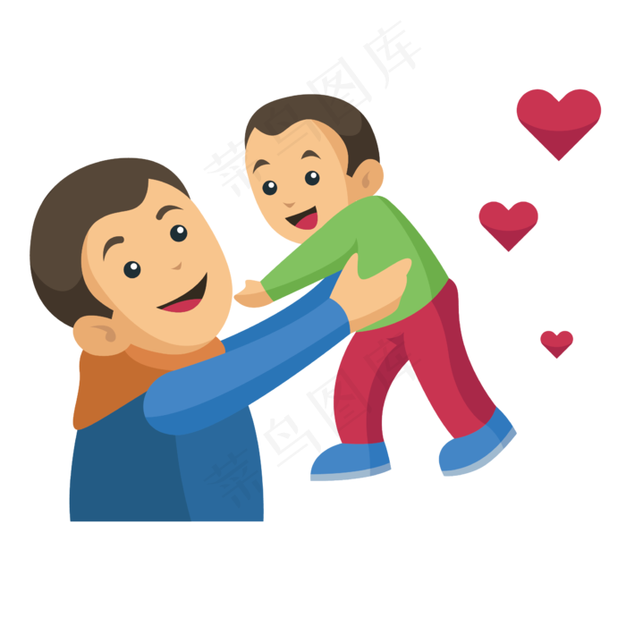 充满爱意的父子矢量素材