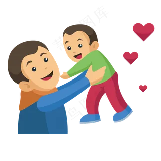 充满爱意的父子矢量素材