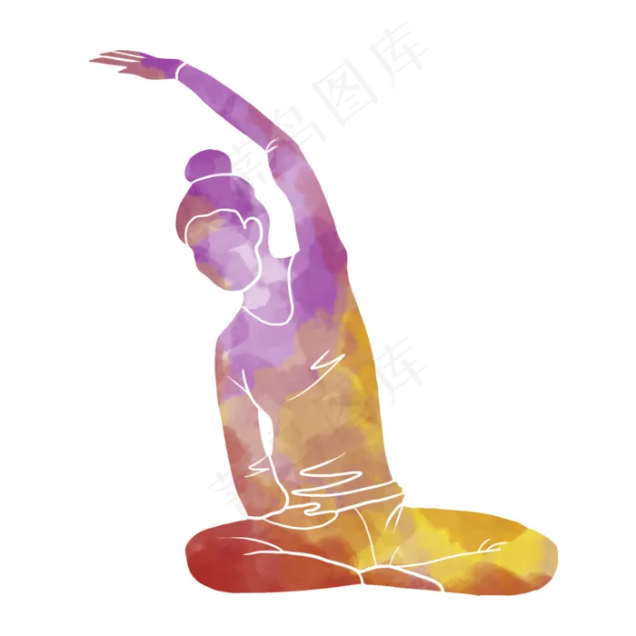 水彩运动瑜伽健身素材(2000X2000(DPI:300))psd模版下载