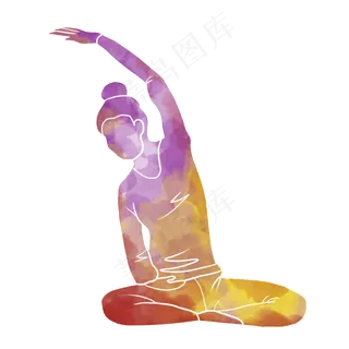 水彩运动瑜伽健身素材