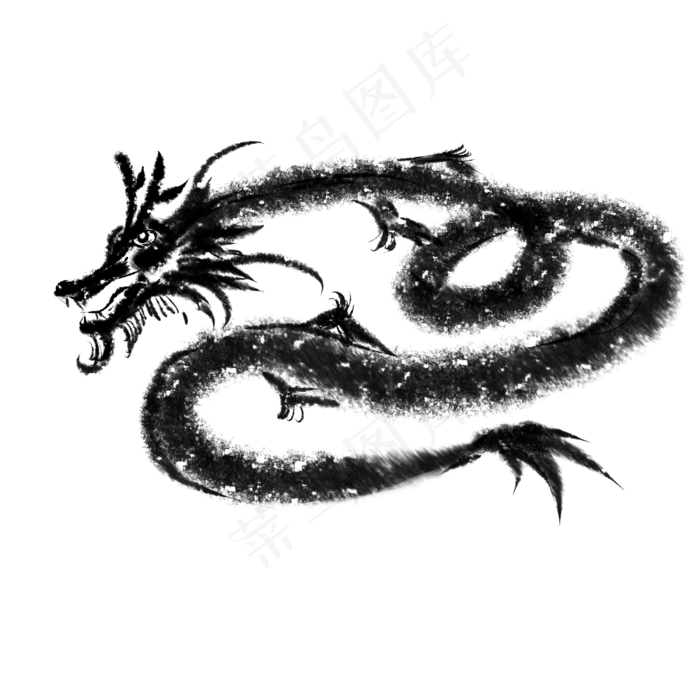龙神兽蟒纹饰剪影PNG,免抠元素(3000X3000(DPI:300))psd模版下载