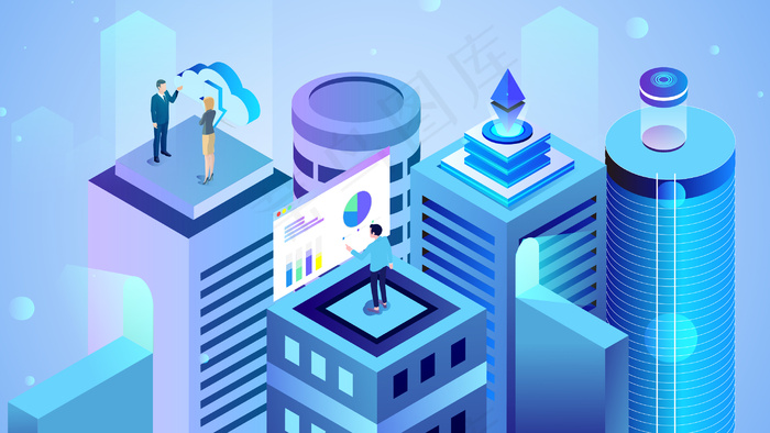 城市商务办公插画