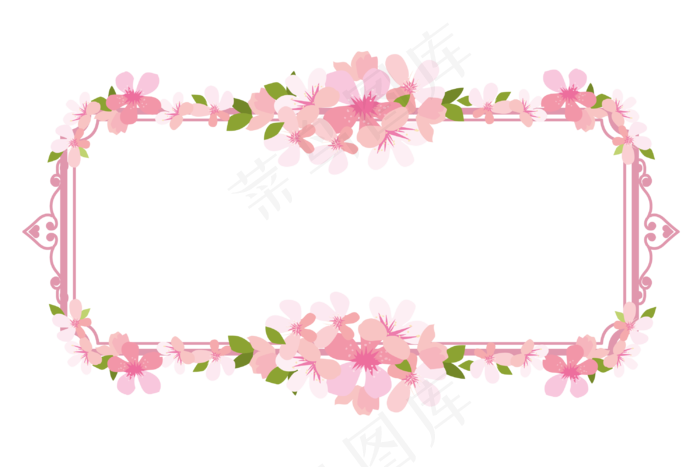 矢量樱花边框(3000*2000px 300 dpi )ai矢量模版下载