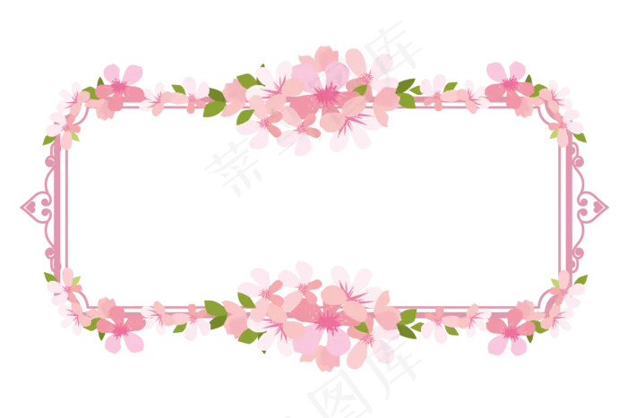 矢量樱花边框(3000*2000px 300 dpi )ai矢量模版下载
