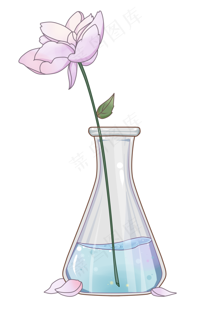 化学瓶子和花插画