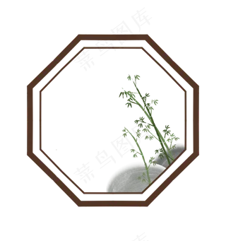 水墨中国风竹子边框免扣,免抠元素