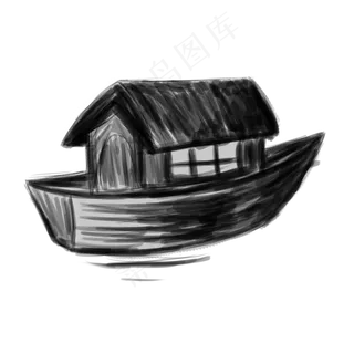 手绘中国风船只水墨画PNG素材