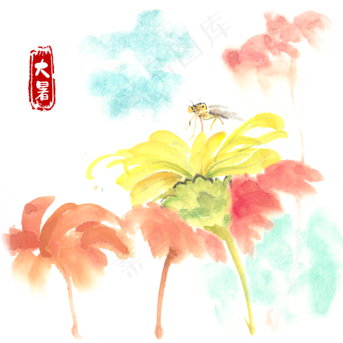 大暑黄色花卉与昆虫