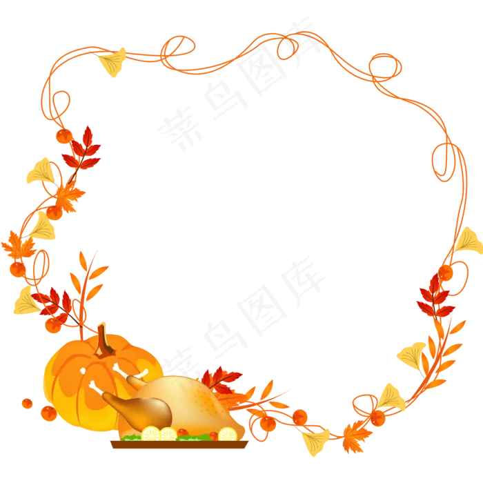 感恩节装饰边框,免抠元素(2000*2000px 300 dpi )ai矢量模版下载