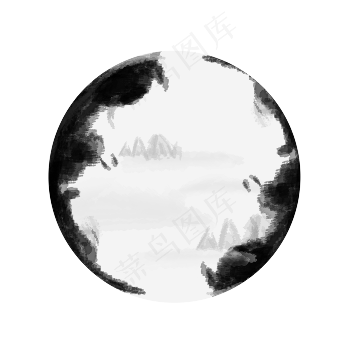 手绘水彩水墨山水风景(2000X2000(DPI:300))psd模版下载