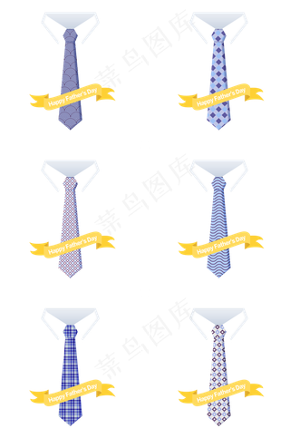父亲节浅蓝色系列矢量领带组图P