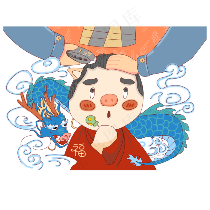 2019春节猪年龙抬头2月2美发PNG,免抠元素(3000X3000(DPI:300))psd模版下载