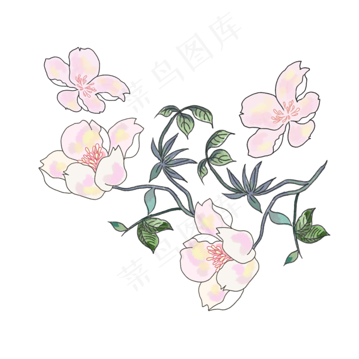 樱花烂漫唯美粉嫩装饰PNG,免抠元素(2000X2000(DPI:200))psd模版下载
