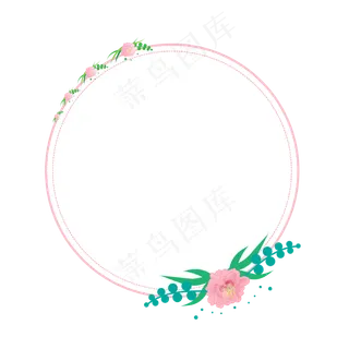矢量卡通扁平化圆形玫瑰边框