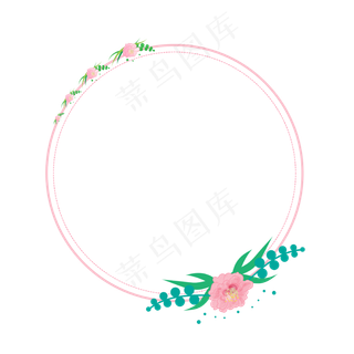 矢量卡通扁平化圆形玫瑰边框