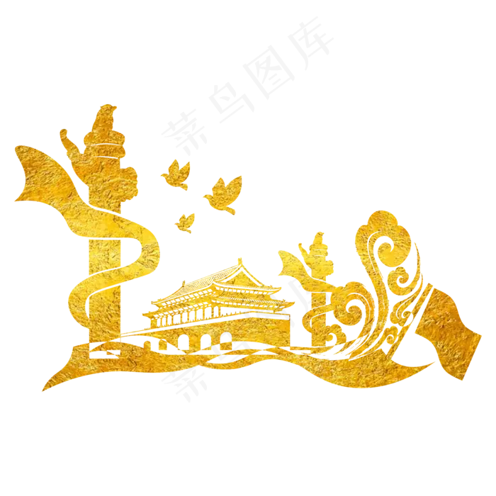 烫金党建*华表组合(2000*2000px 300 dpi )ai矢量模版下载