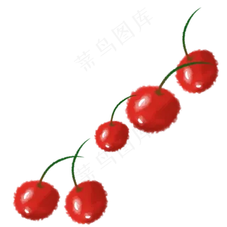 橘色水彩手绘水果樱桃