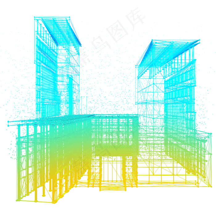 楼建筑科技运动智能魔幻数据光点,免抠元素