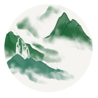 中国风水墨风格古风古典山水矢量