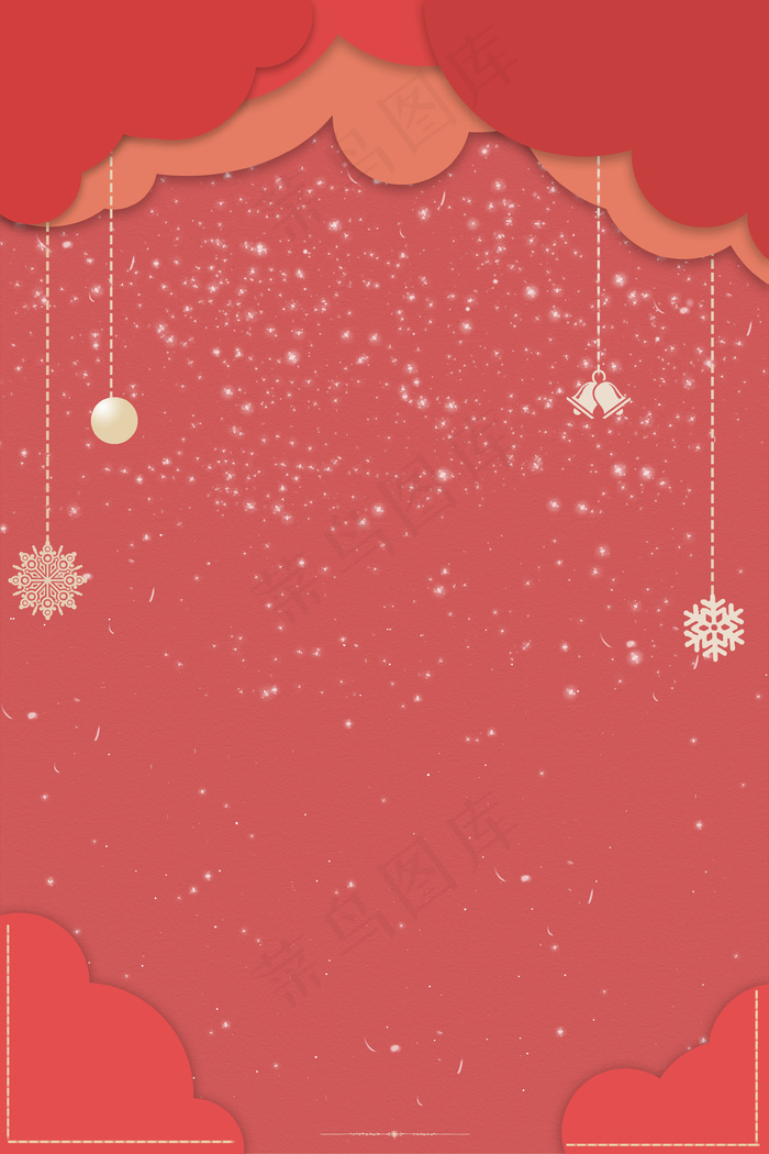 红色背景剪纸新年贺卡