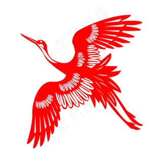 手绘卡通红色仙鹤