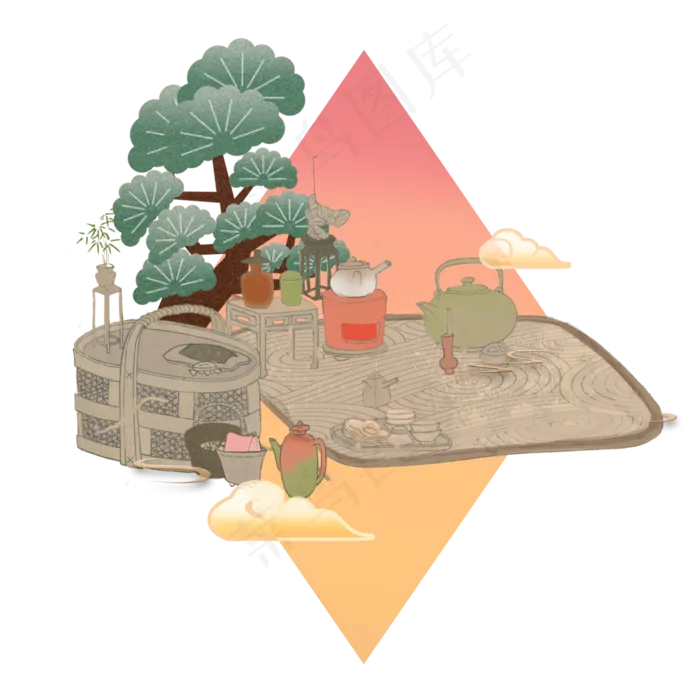 中国风国潮传统文化装饰茶雅致茶,免抠元素(3500X3500(DPI:300))psd模版下载