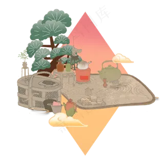 中国风国潮传统文化装饰茶雅致茶,免抠元素