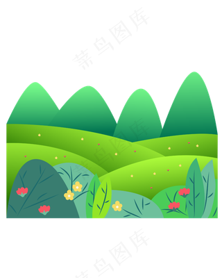 卡通清明绿树免扣