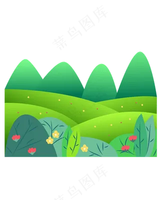 卡通清明绿树免扣