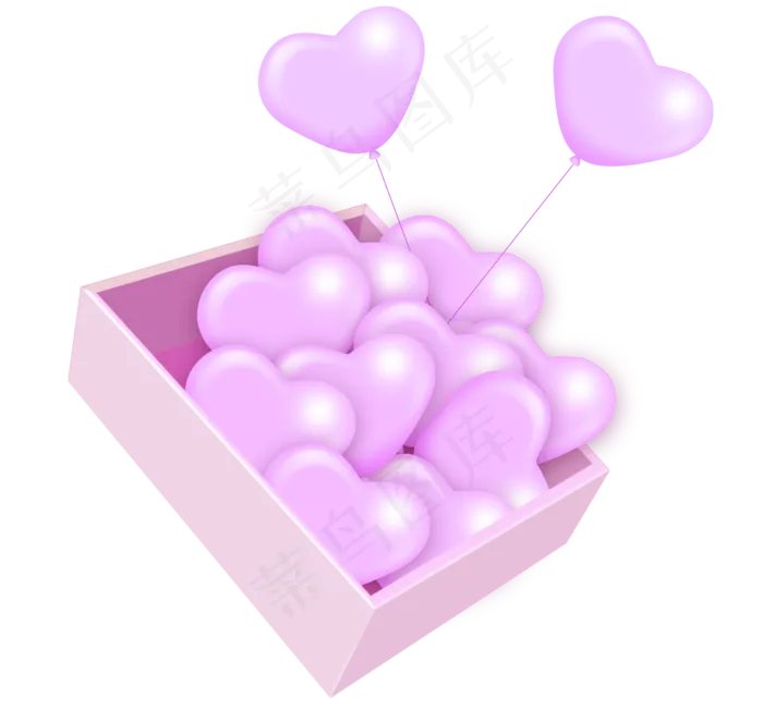紫色心形爱心气球(2698X2516(DPI:300))psd模版下载