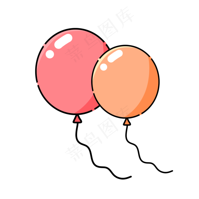 粉色黄色Q萌六一儿童节气球(2000X2000(DPI:300))psd模版下载