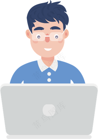 手绘卡通矢量扁平办公的男人免扣,免抠元素