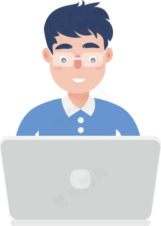 手绘卡通矢量扁平办公的男人免扣,免抠元素