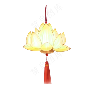 中国风手绘金色莲花灯免费下载,免抠元素