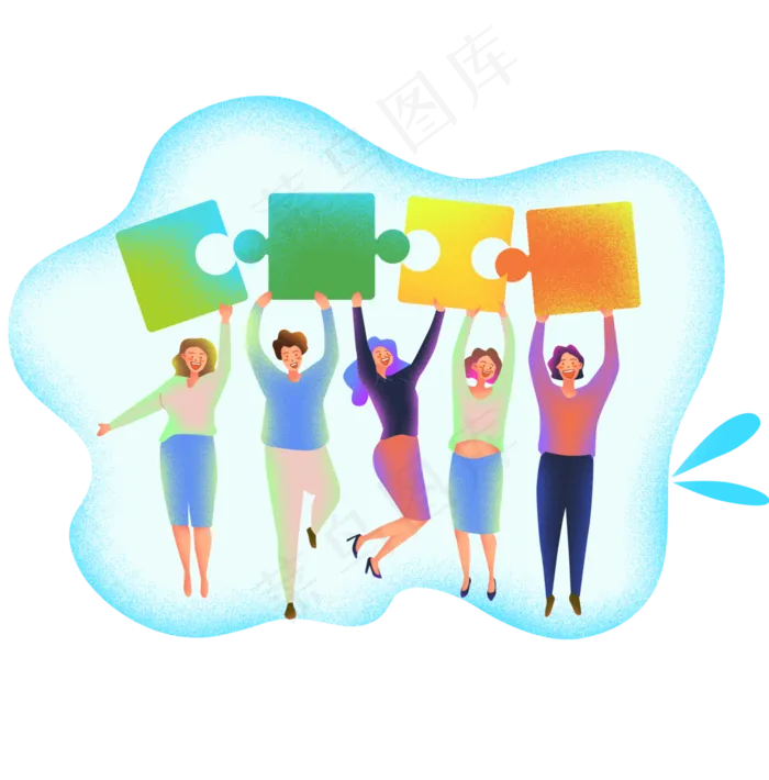 扁平商务噪点人物拼图,免抠元素(2957*3000px 300 dpi )psd模版下载