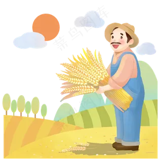 男士丰收小麦,免抠元素